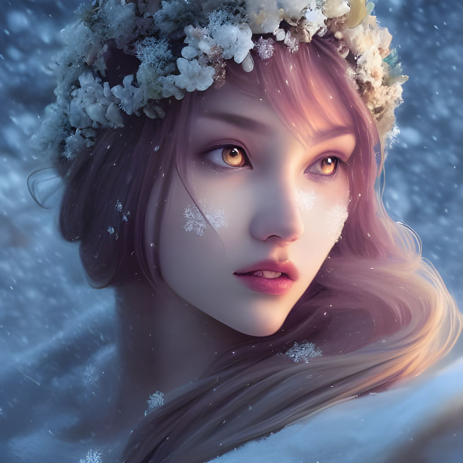 Snow Flower Princess: Art Nouveau Portrait