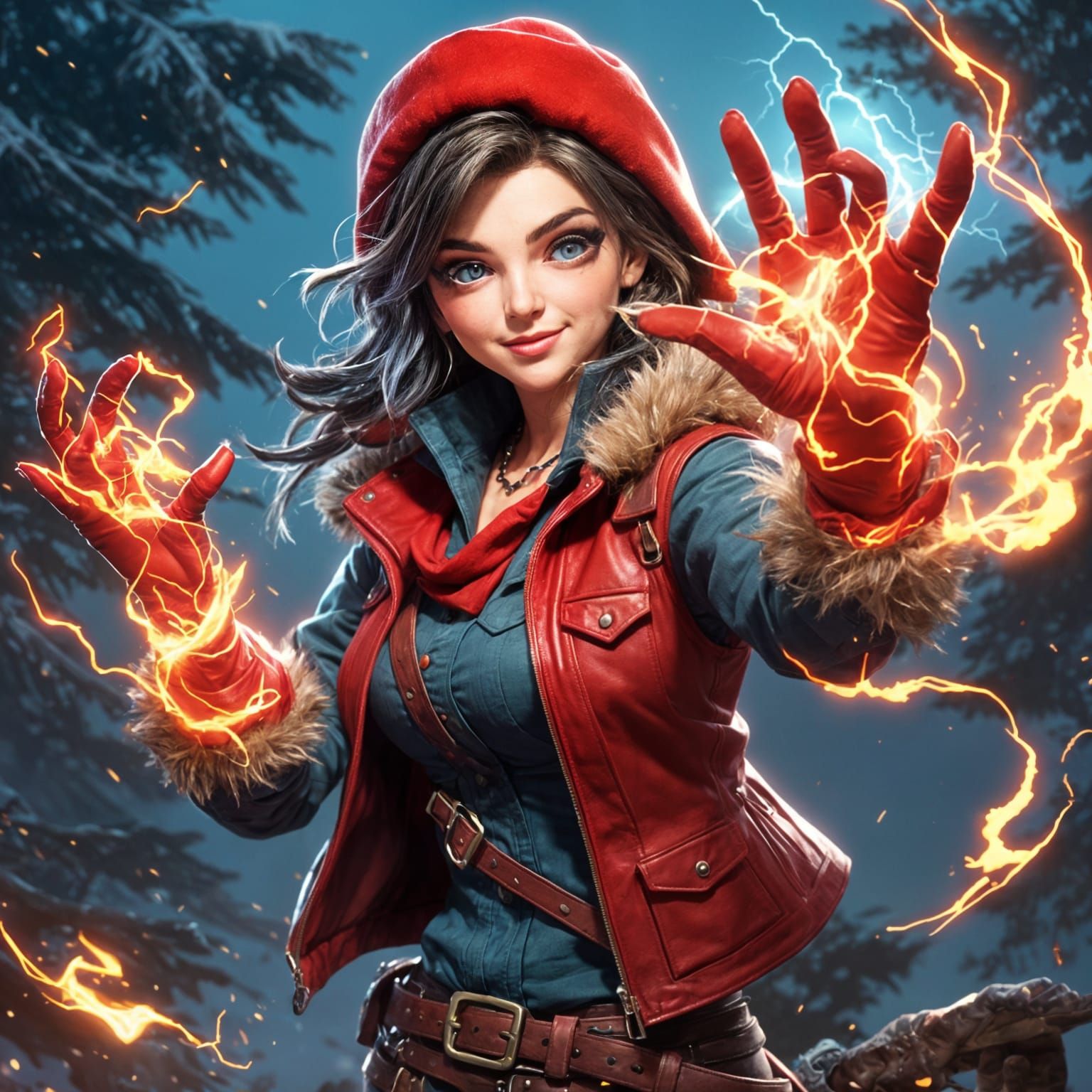 Sorcerer Conjuring Lightning in Anime Style