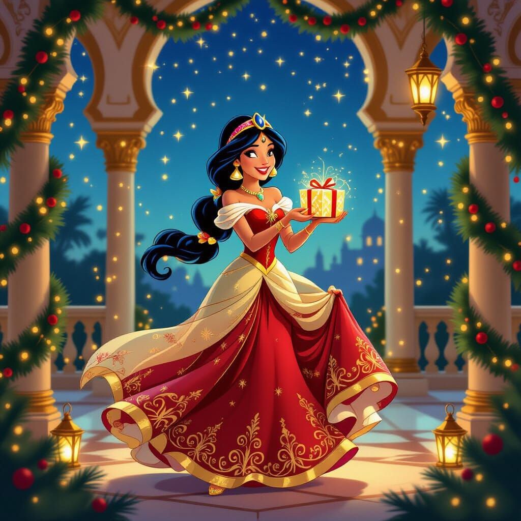 Princess Jasmine's Opulent Christmas Palace Celebration