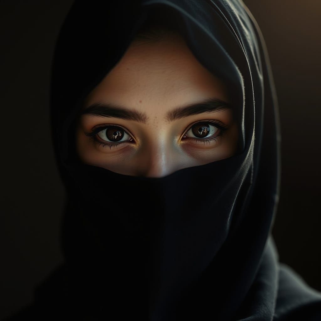 Serene Asian Woman in Niqab Captured in Dreamy Soft Light