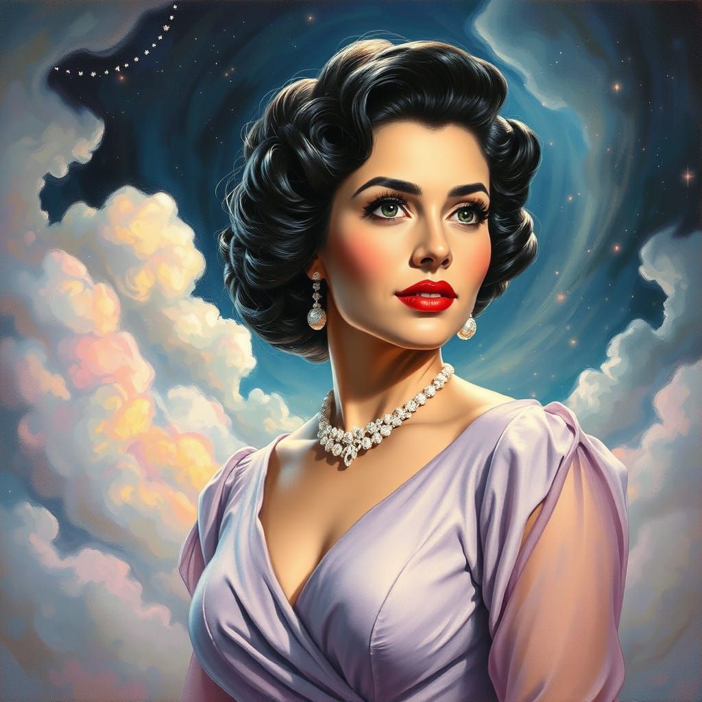 Ethereal Elizabeth Taylor in a Dreamlike 1950s Dreamscape