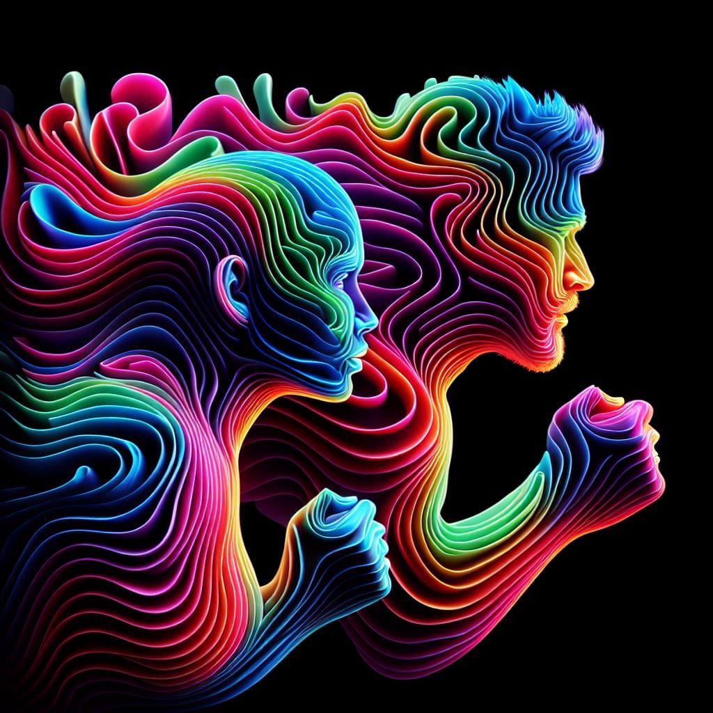 Neon Ripple Runners: Ethereal Figures in Motion