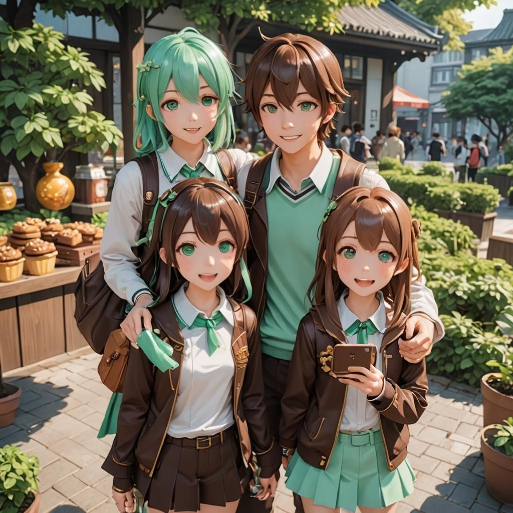 Anime Style Chocolate Siblings Portrait