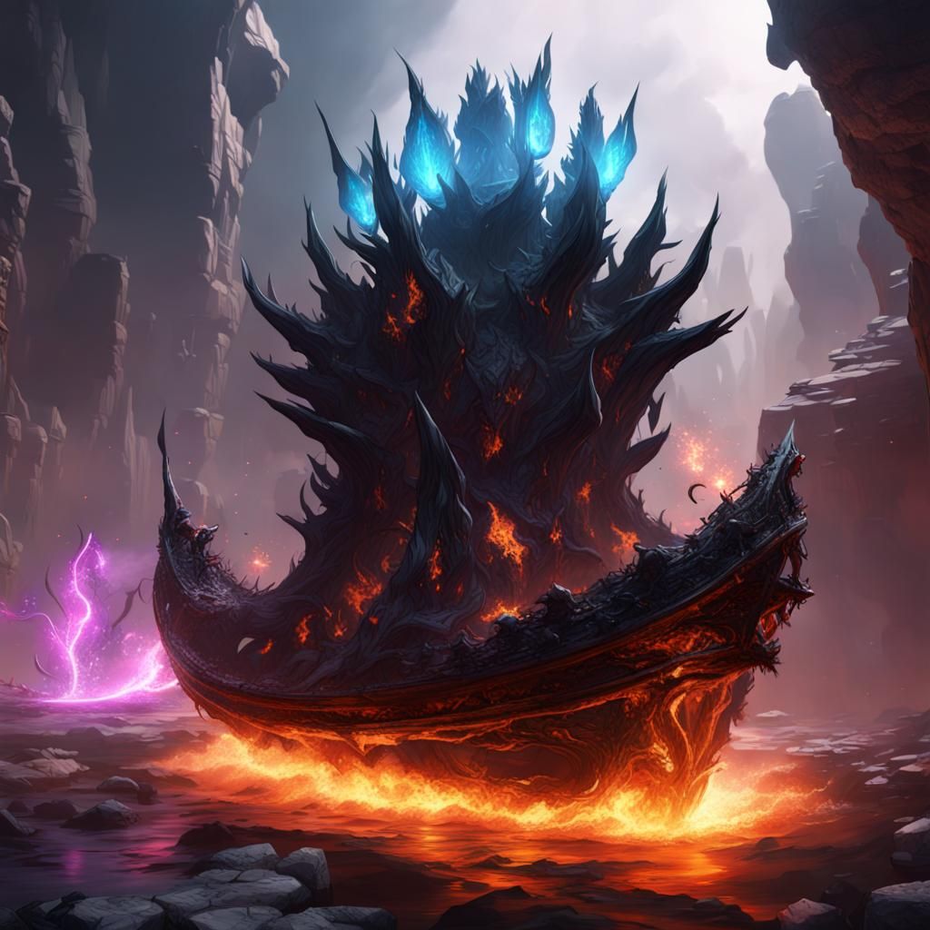 Crystalline Entity Attacks Vessel in Fantasy Concept Art