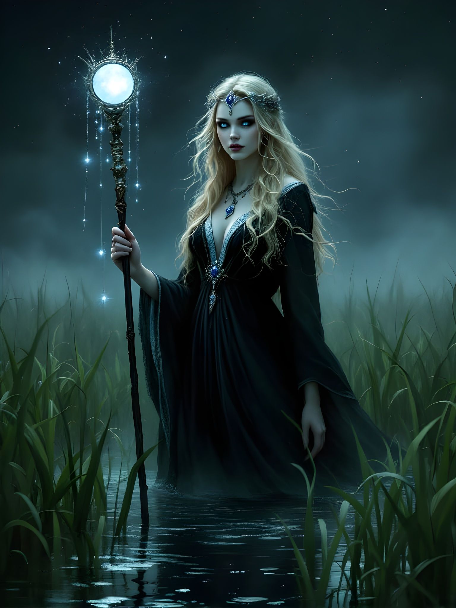 Breathtaking Norse Goddess Illuminated Amidst the Mystical M...