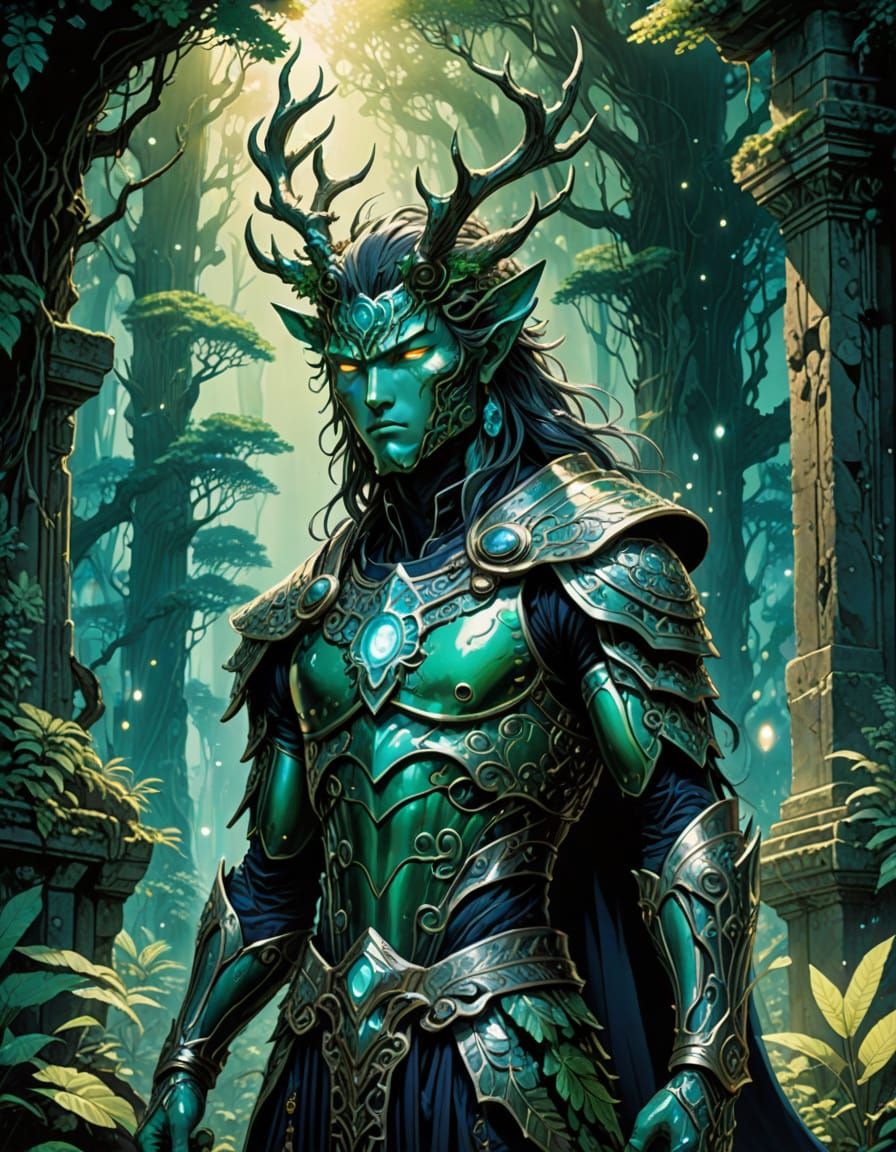 Forest Spirit in Ancient Ruins: Manga Splash Art