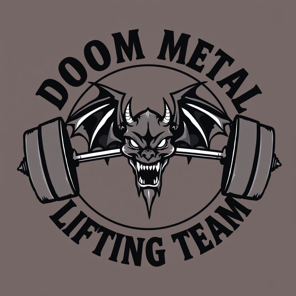 Gothic Gym Logo with Gargoyle and Doom Metal Lifting Team