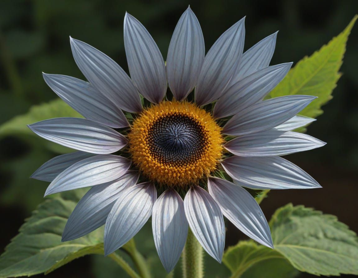 Surreal Quicksilver Sunflower in Mystical Art