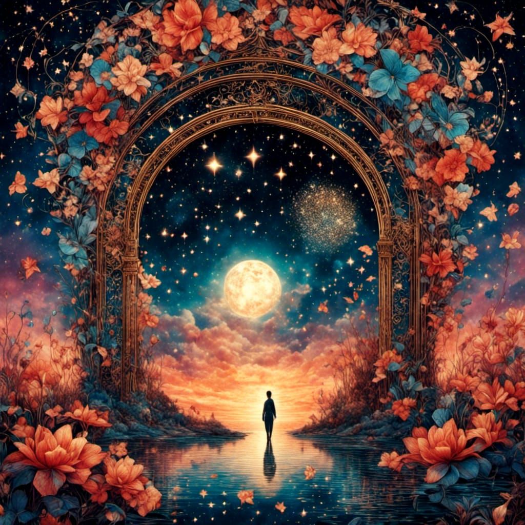 Starry Night Portal in Surrealist Style