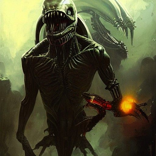 Sinister Alien vs Predator Battle Scene