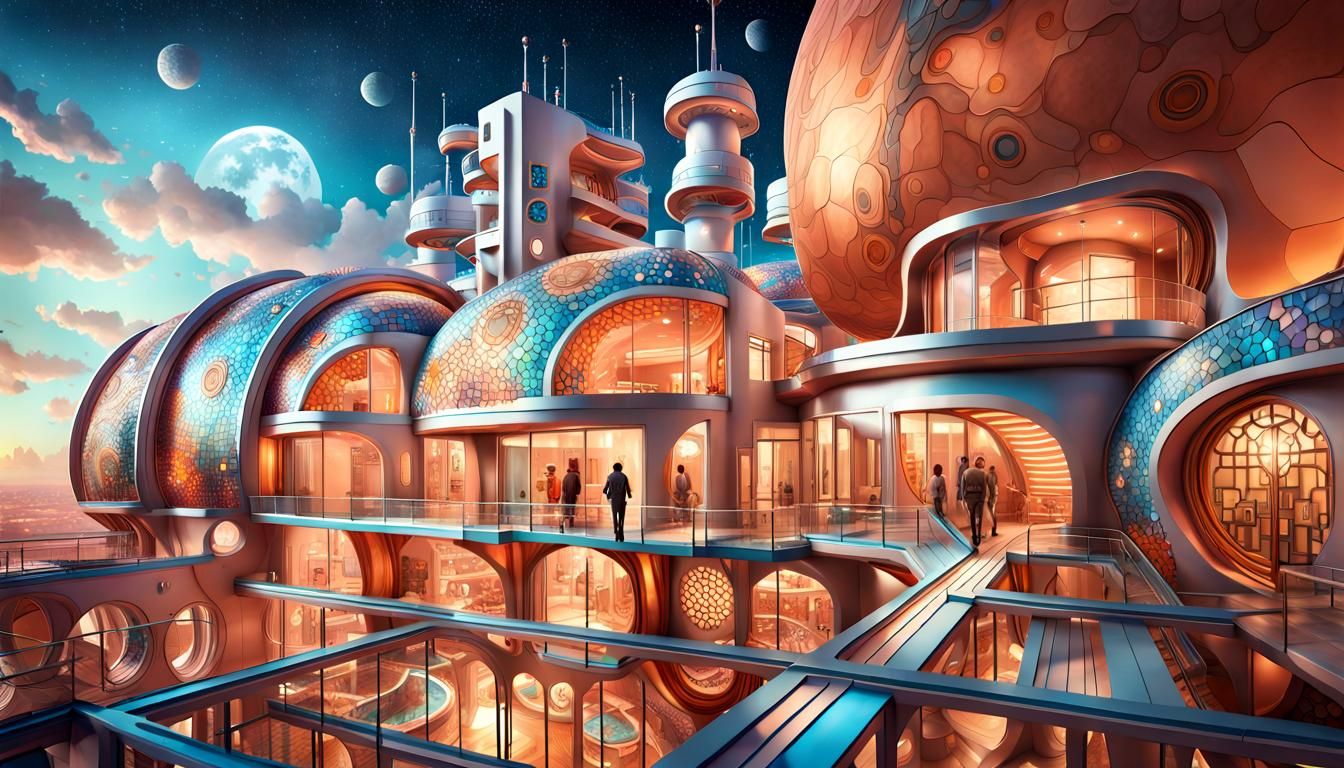Photorealistic Human Bio Architecture Colony on Mars