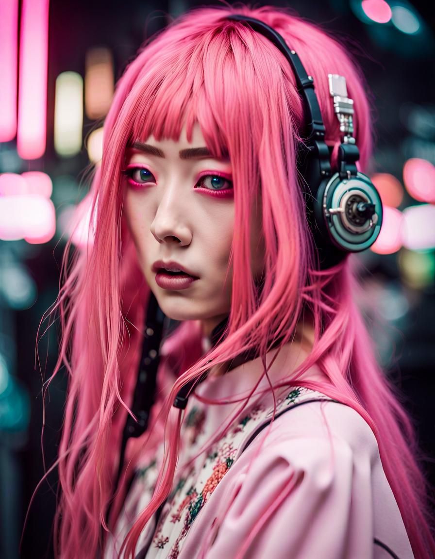 Japanese 1910s Cyberpunk Fashion with VHS Aesthetic