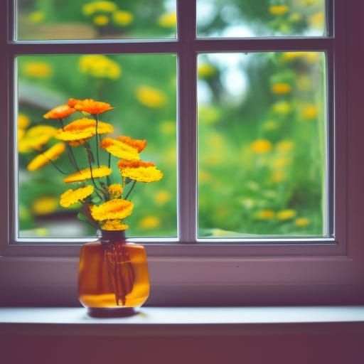 Flowers in Window: Professional Photography with Bokeh
