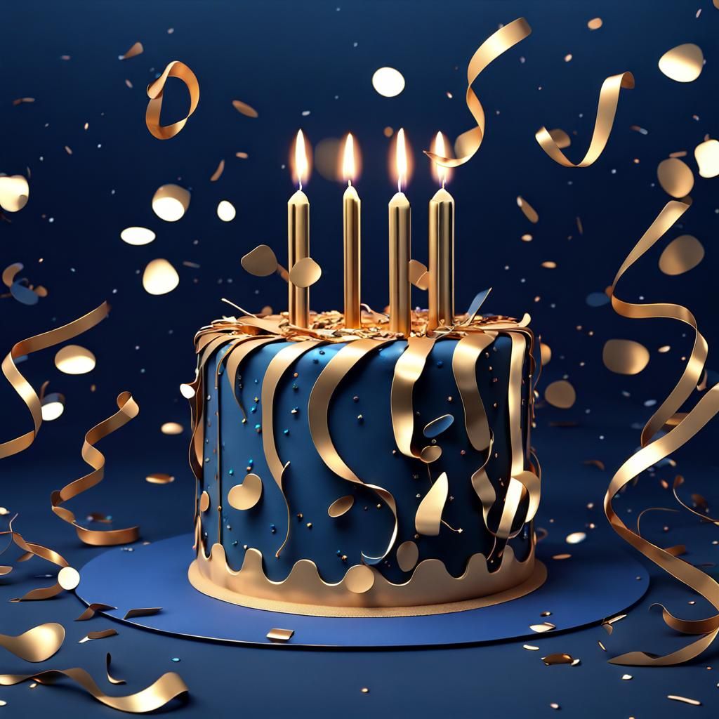 Intricately Crafted 3D Birthday Cake with Confetti