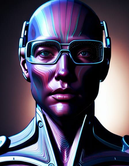 Cyberpunk Supercomputer Brain Portrait