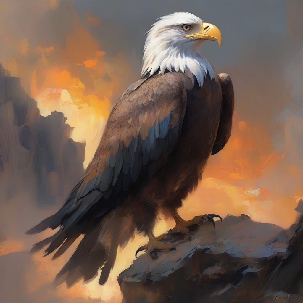 Regal Eagle Silhouetted at Sunrise