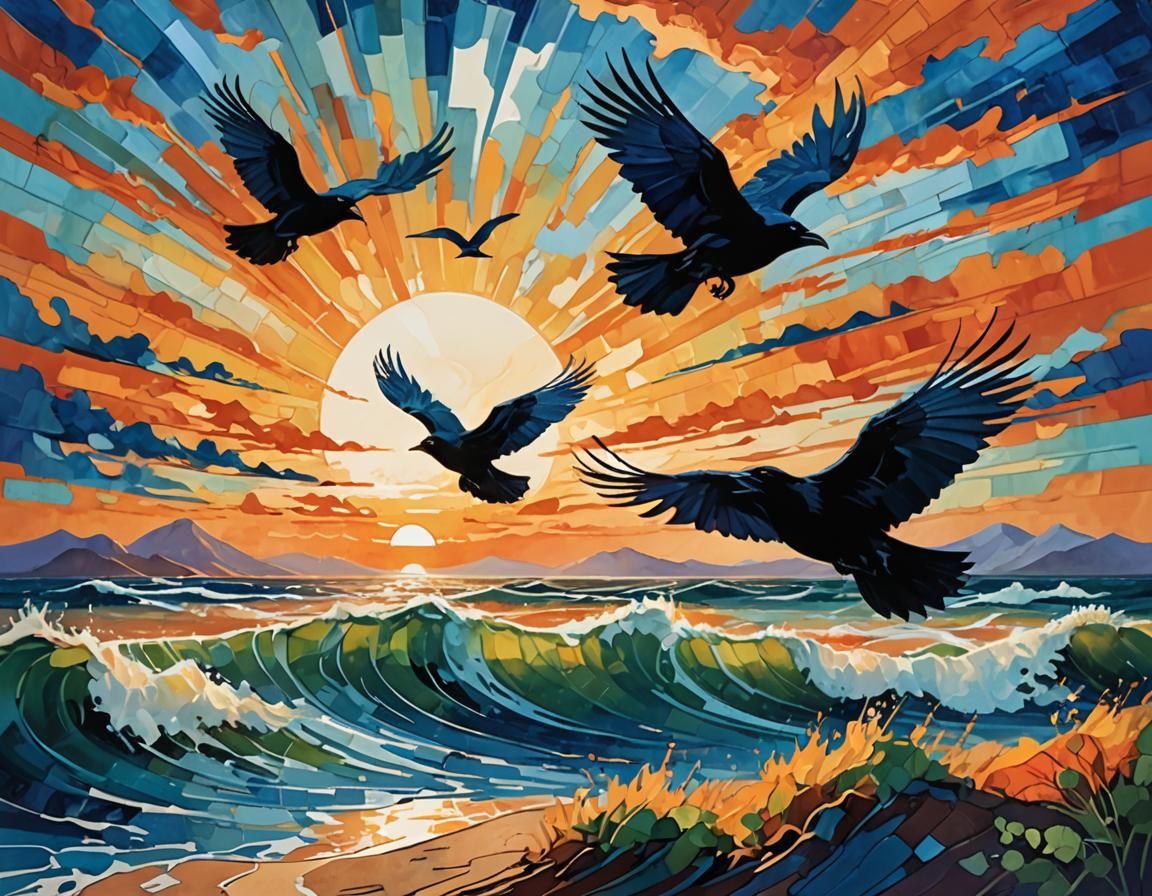 Abstract Ships Sailing on Verdant Plains