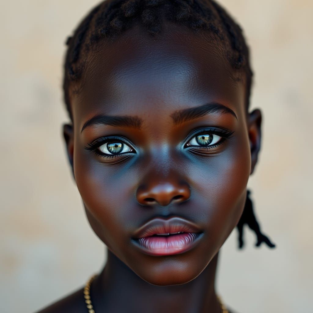 Sultry Nilotic Goddess with Emerald Eyes