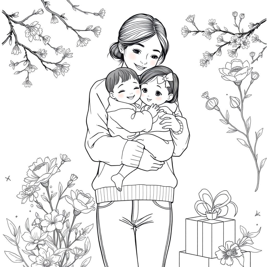 A Heartwarming Monochrome Hug: Chinese Mother and Daughter i...