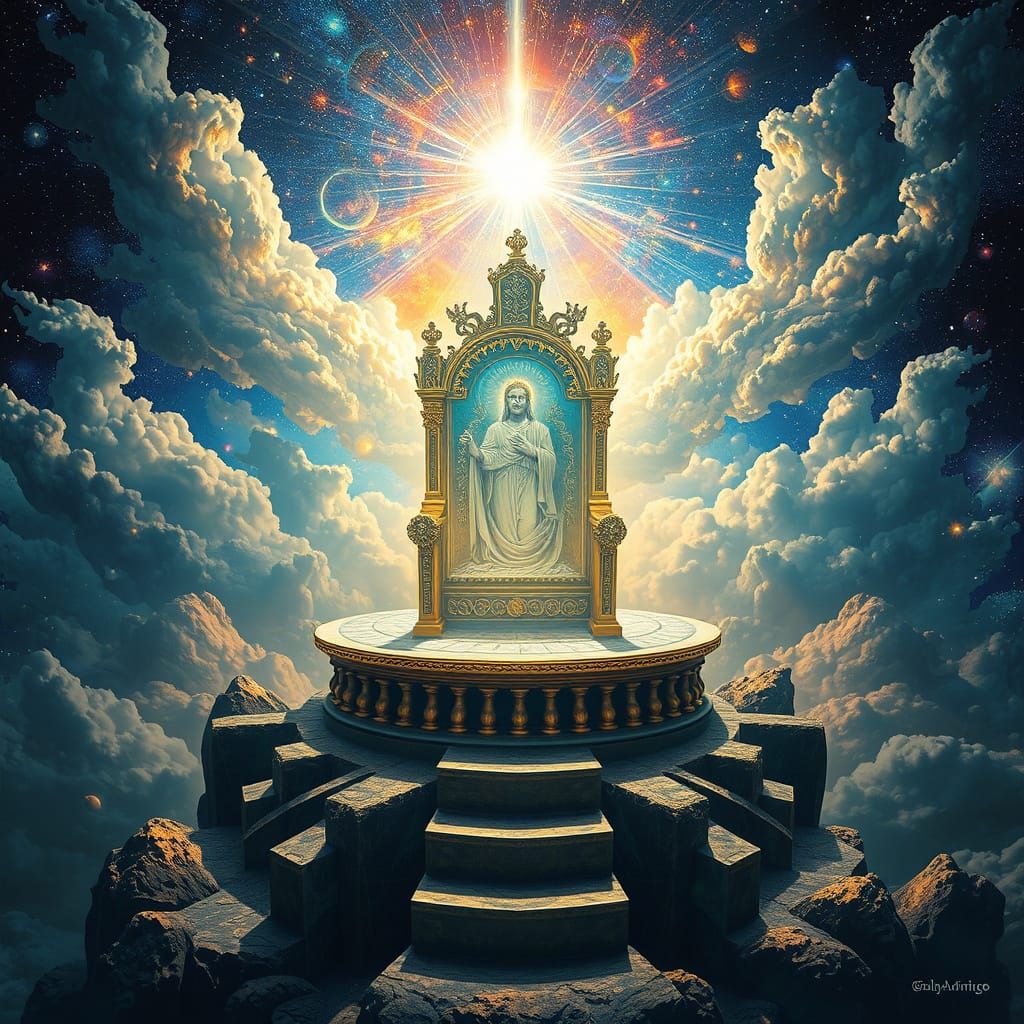 God's Cosmic Throne in Vibrant Astral Colors