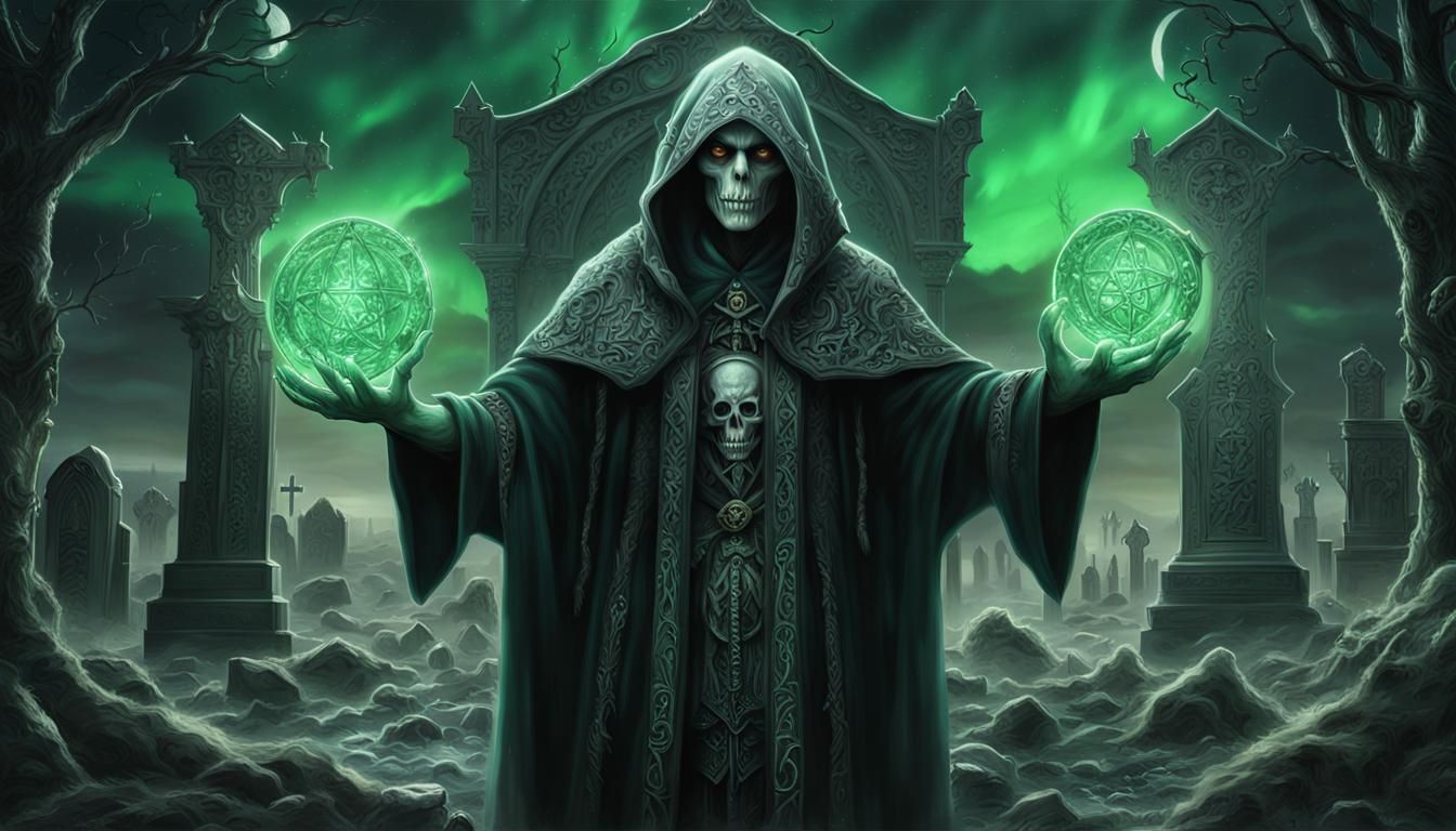 Tim Burton Style Necromancer in Graveyard