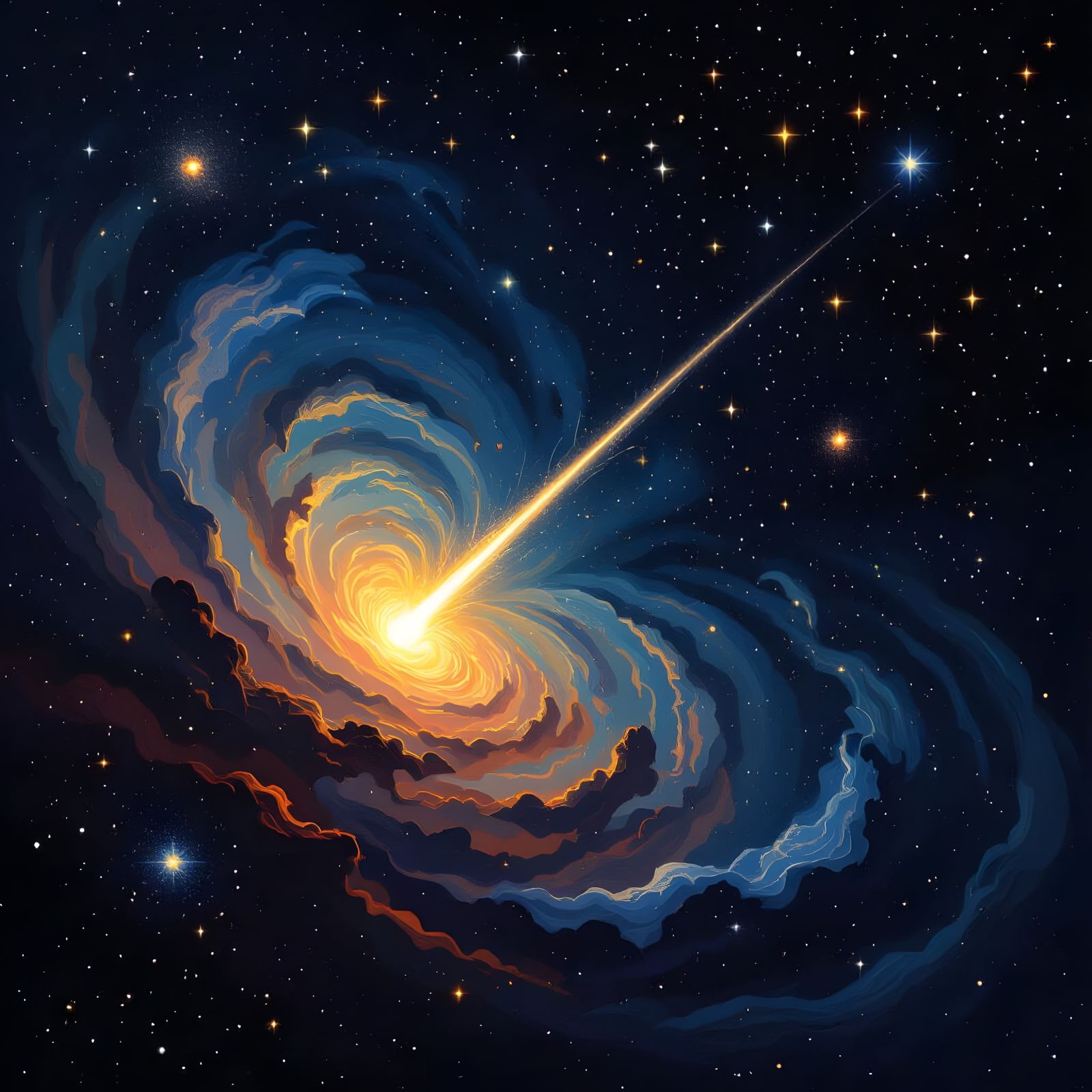 Cosmic Telescope View with Shooting Star