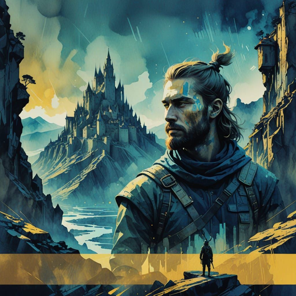 Viking Cityscape in Glitchcore Art