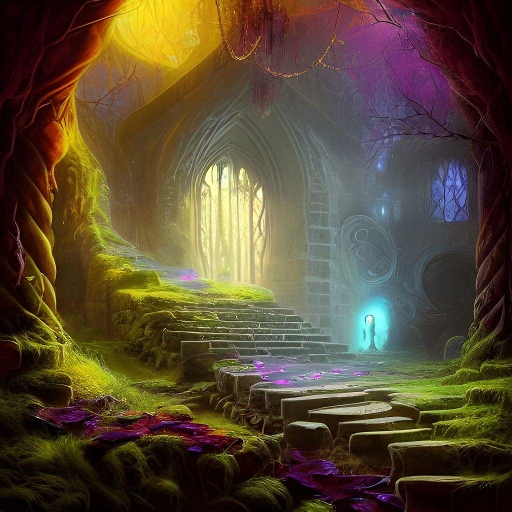 Ominous Dungeon Entrance with Glowing Crystals