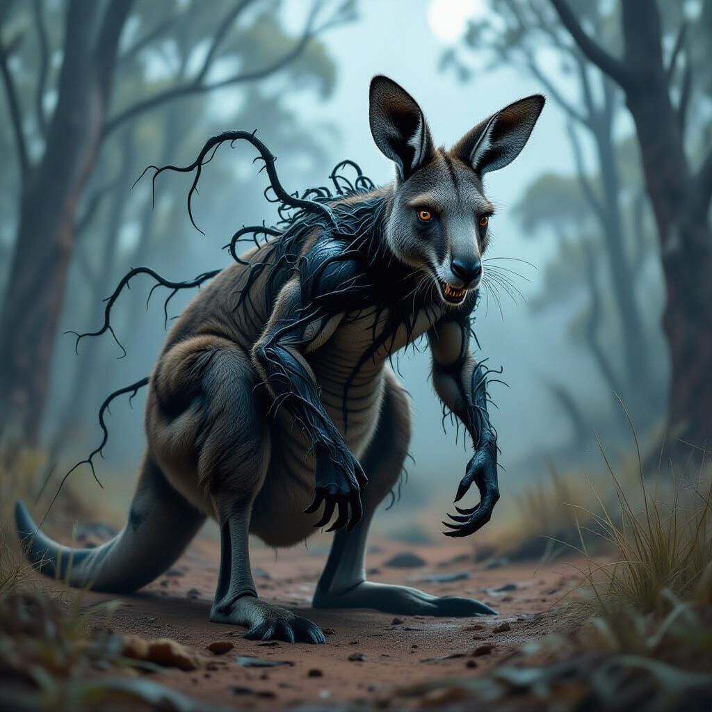 Venom Kangaroo in Dark Australian Outback