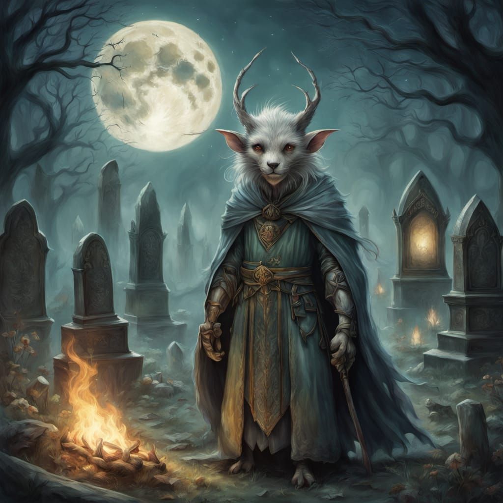 Surreal Encounter in a Midnight Graveyard