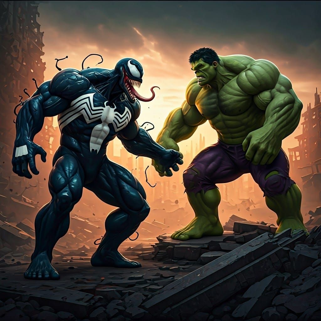 Venom and Hulk Apocalypse: High-Fantasy Artstation Concept