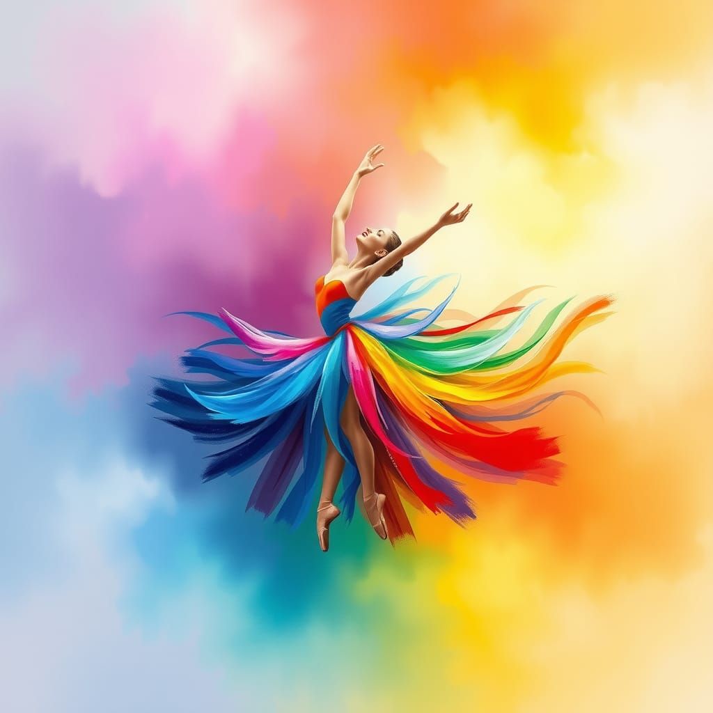 Rainbow Ballerina: Ethereal Dance of Light and Color