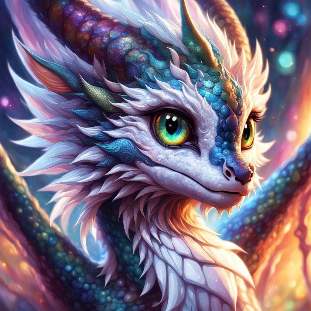 Anime Dragon Portrait with Sparkling Eyes