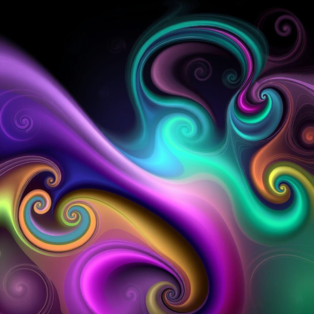 Vibrant Fractal Swirls in 3D Vector Art