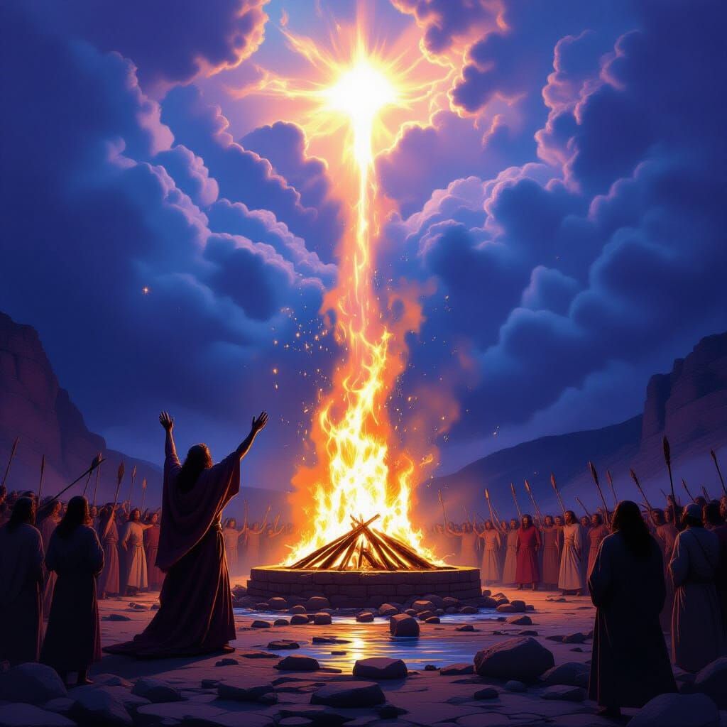 Elijah's Divine Fire on Mount Carmel