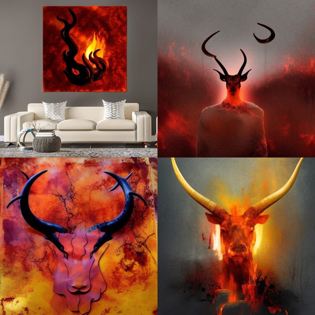 Post-Apocalyptic Horns in Mixed Media Art