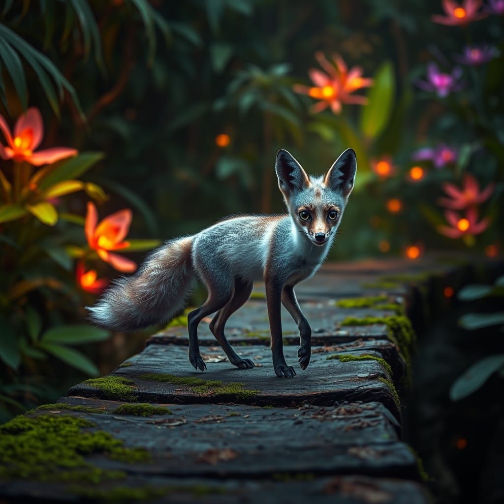 Ethereal Fox in Mystical Rainforest