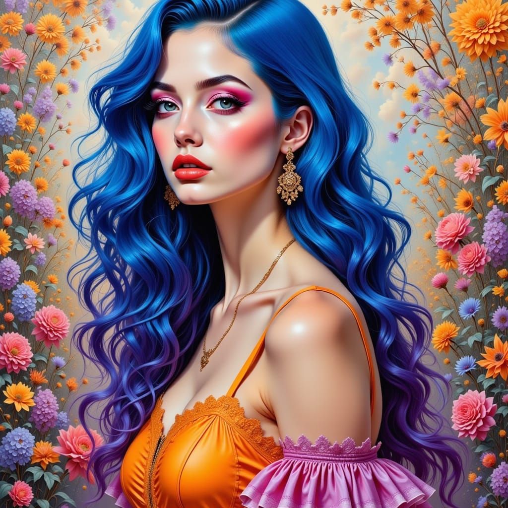 Vaporwave Beauty in Northern Renaissance Style