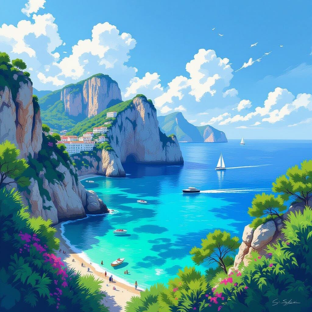 Capri Italy: Impressionist View with Turquoise Waters