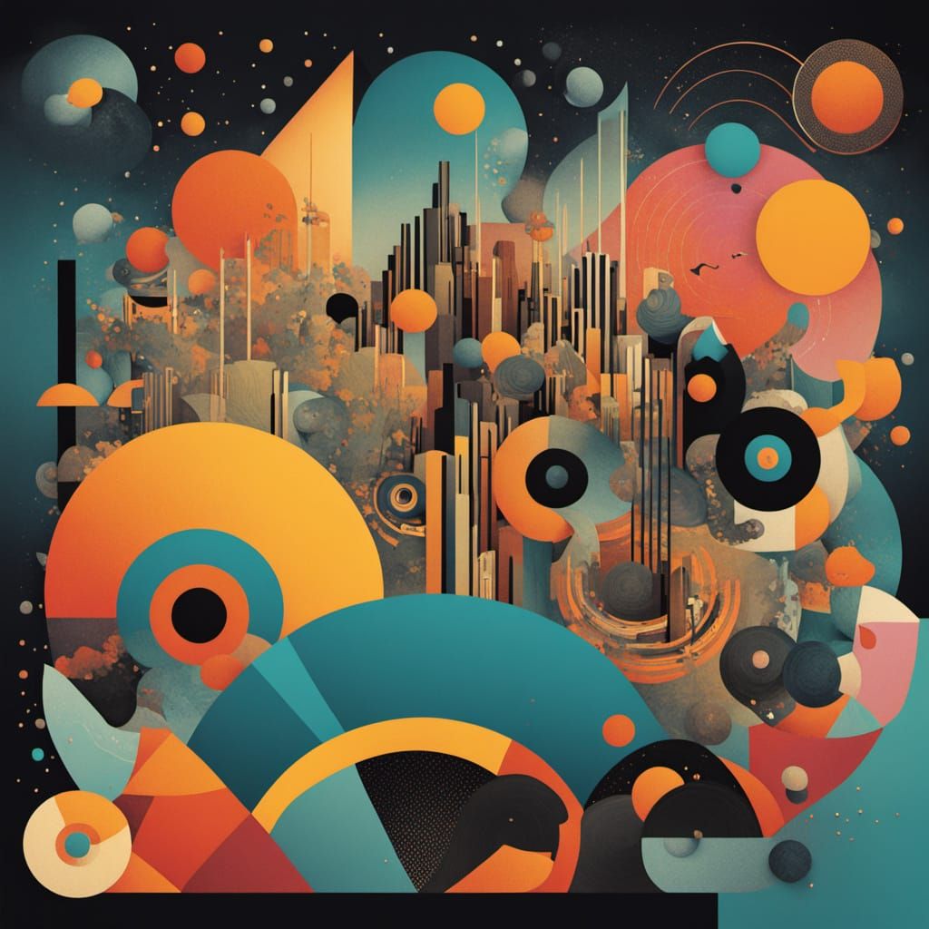 Music Unites: A Vibrant Collage in Primitivism Style