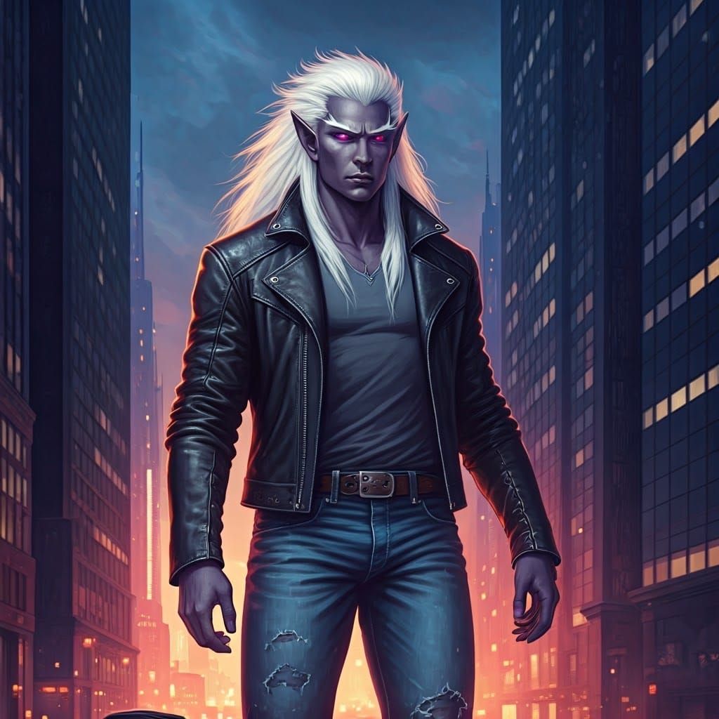 Majestic Drow Ranger in Modern Metropolis