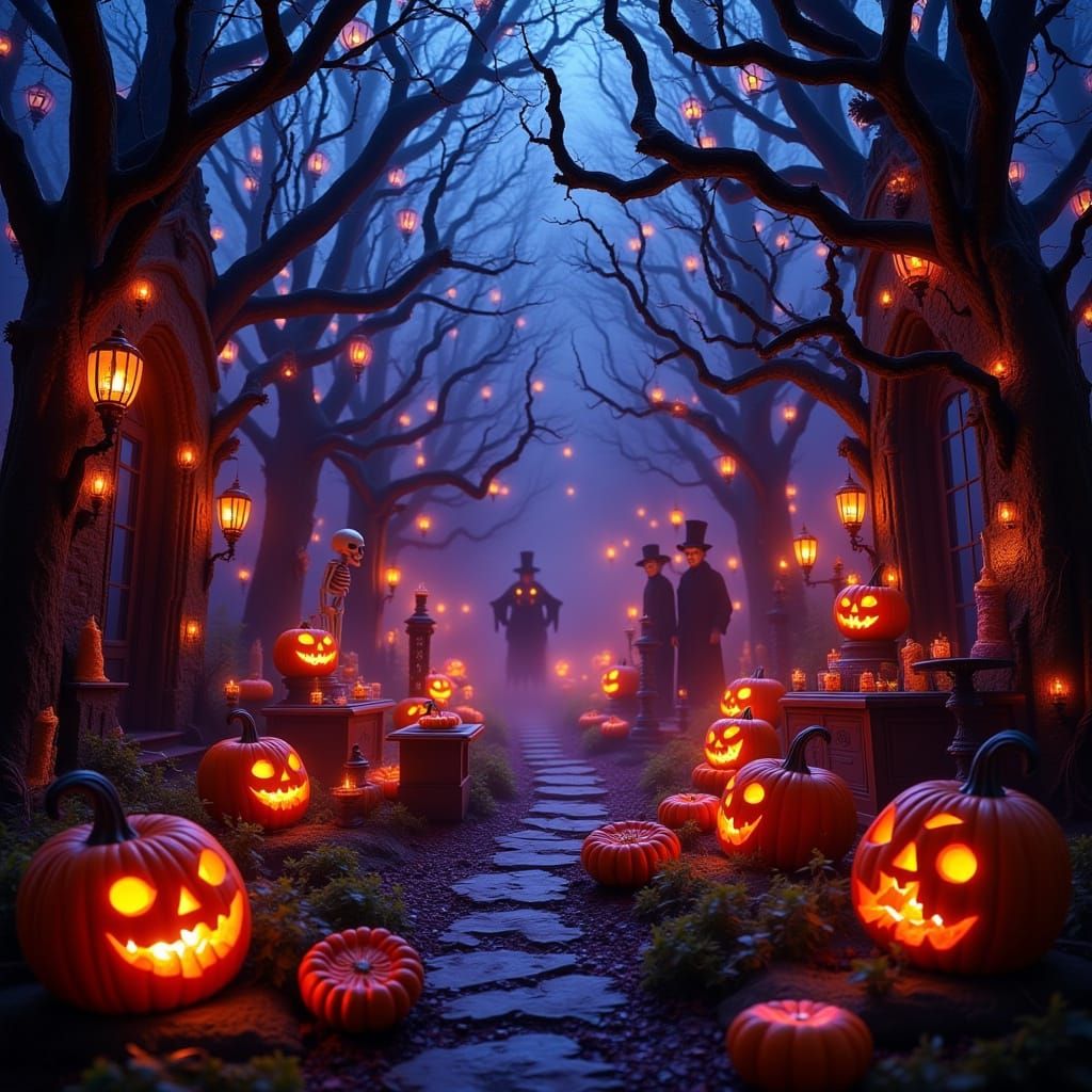 Enchanting Halloween Garden Grotto for Kids at Night
