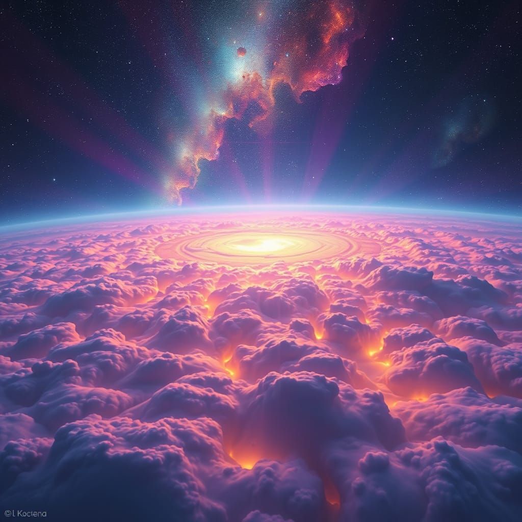 Cosmic Odyssey in Vibrant, Dreamlike Hues