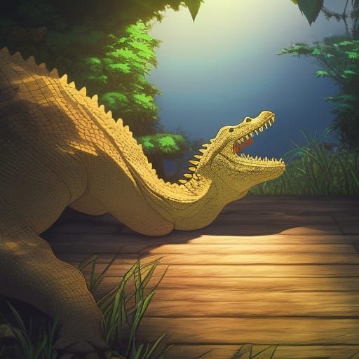 Crocodile Chicken in Anime Key Visual Style