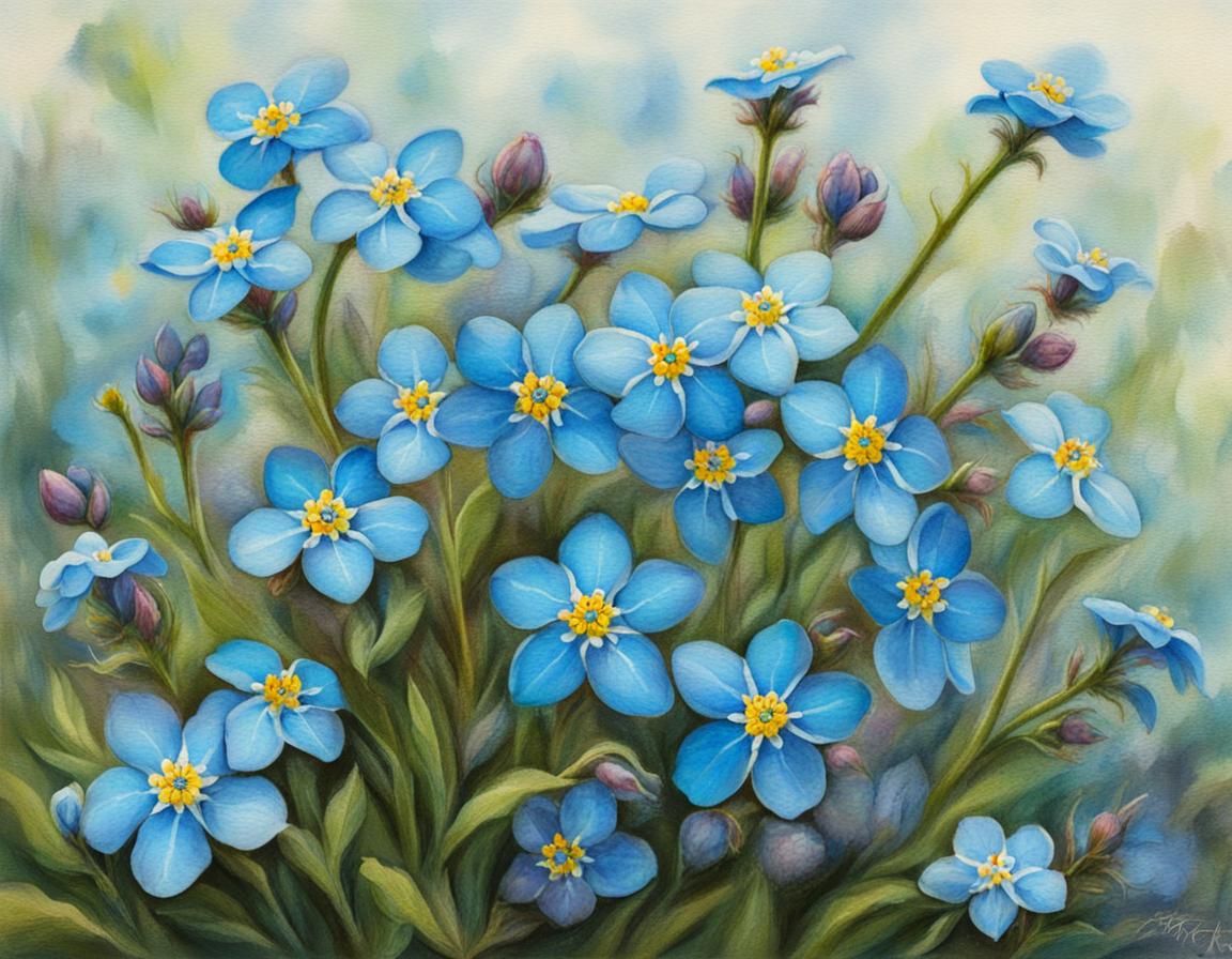 Hyperdetailed Forget-Me-Nots: Dreamy Floral Art