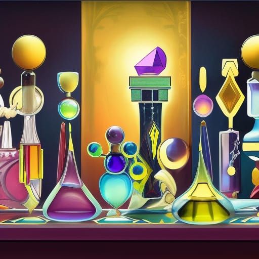 Art Deco Perfume Bottles with Magic Gem