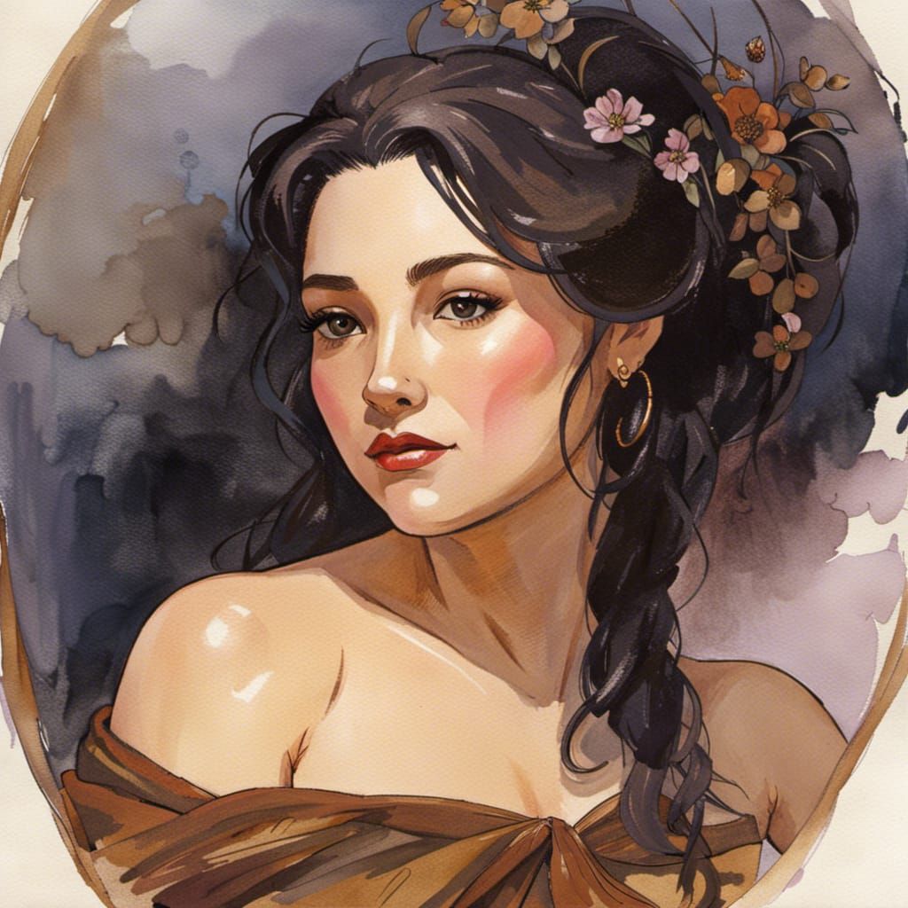 Medieval Barmaid in Watercolor, Studio Ghibli Style