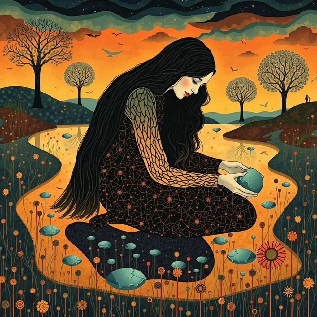 Cell-Woman Bio Art: Glowing Digital Collage