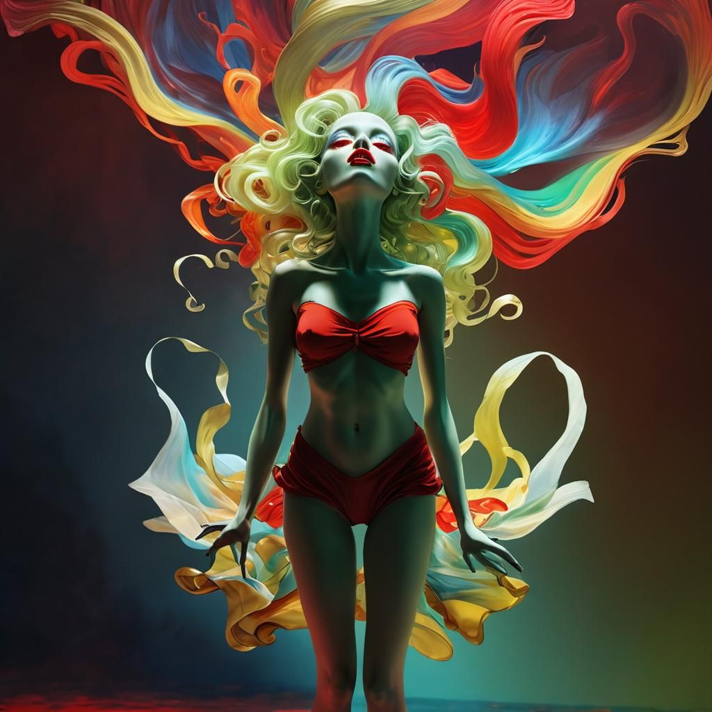 Cartoon Woman in Tim Burton's Quattro Stagioni Style