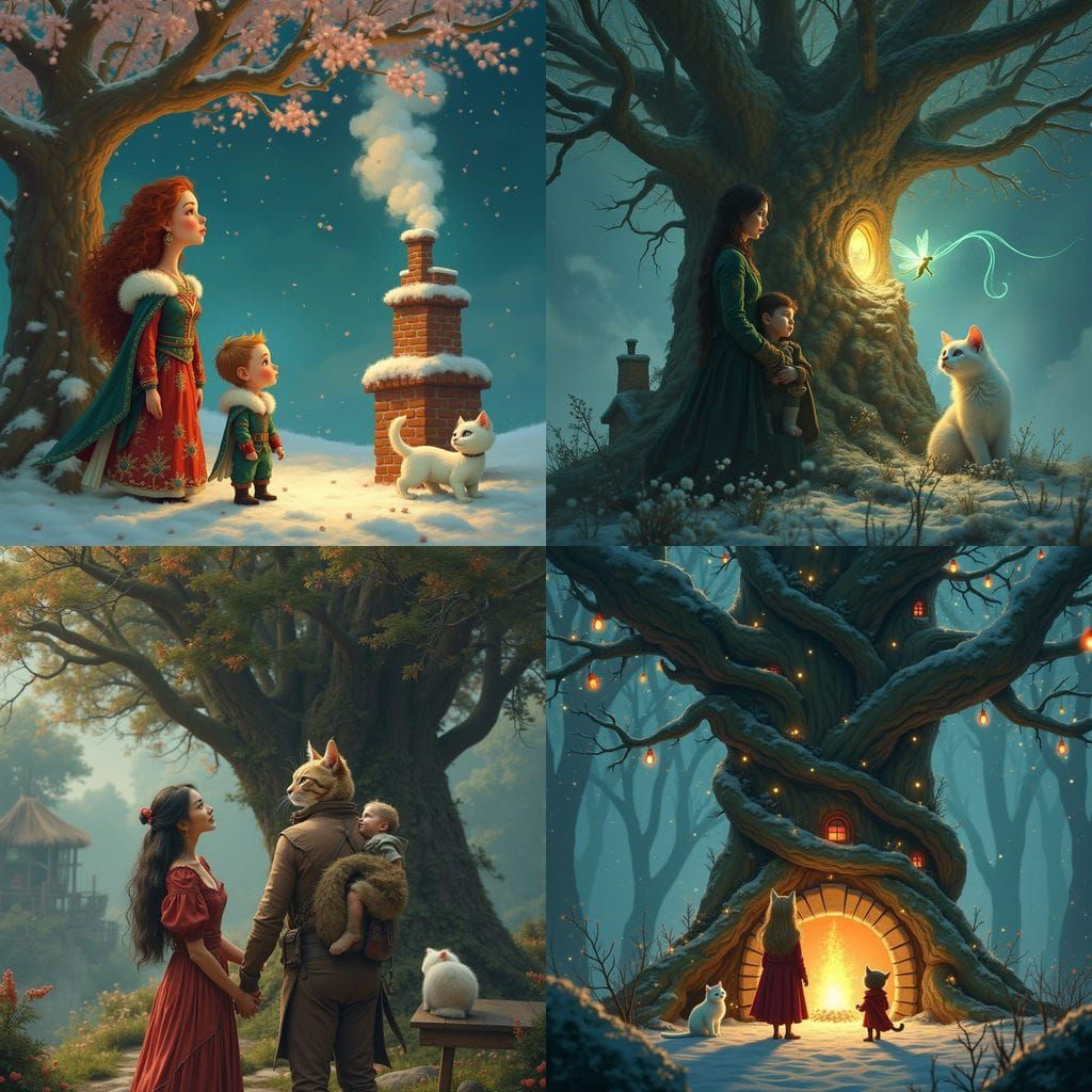 Enchanted Winter Wonderland Scene in Vibrant Colors